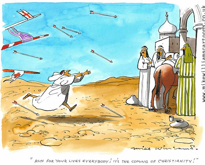 The Coming of Christianity cartoon by Mike Williams